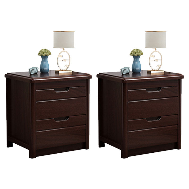 Solid Wood 2 Drawer Modern Night Table Drawer Storage Bed Nightstand