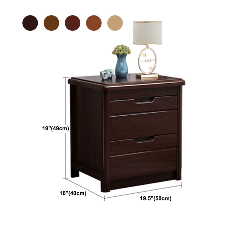 Solid Wood 2 Drawer Modern Night Table Drawer Storage Bed Nightstand