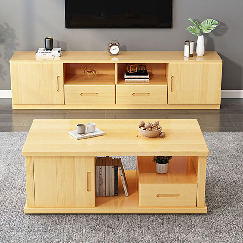 Traditional TV Stand 13.78" D Wooden TV Console with Drawers and 2-Door