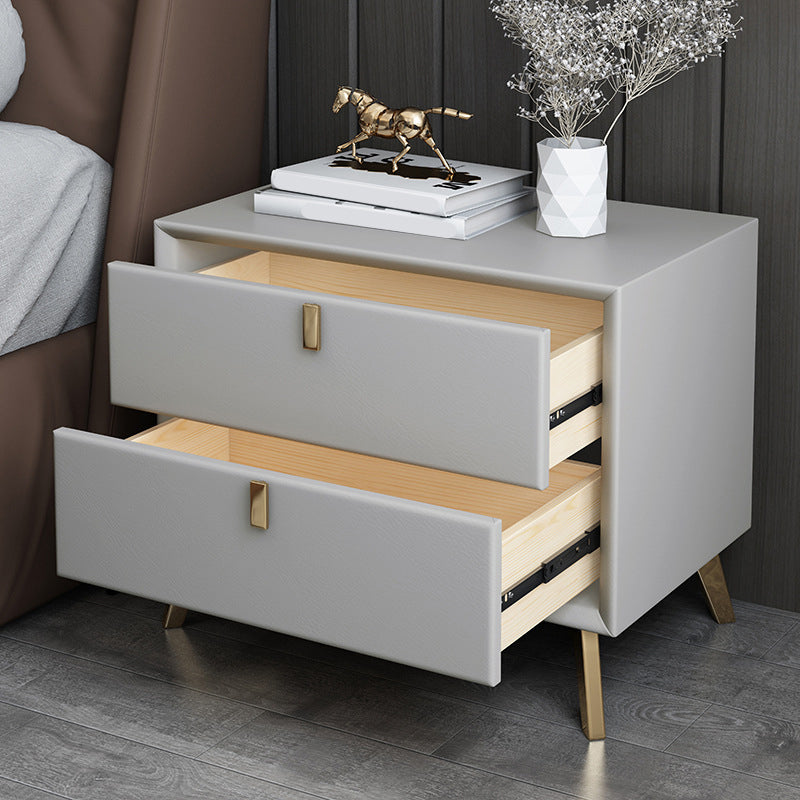 Solid Wood Accent Table Nightstand Glam Night Table with 2-Drawer