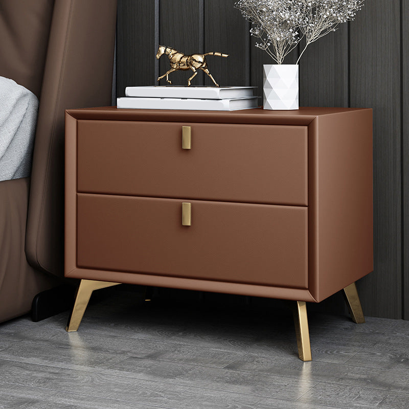 Solid Wood Accent Table Nightstand Glam Night Table with 2-Drawer