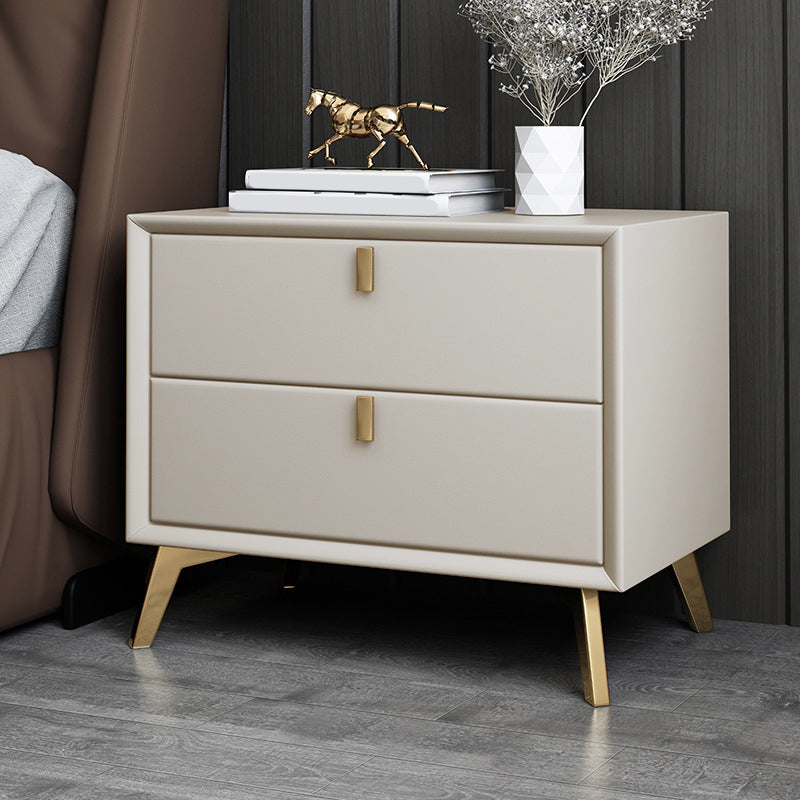 Solid Wood Accent Table Nightstand Glam Night Table with 2-Drawer