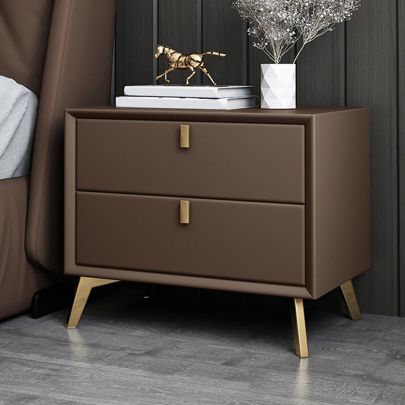 Solid Wood Accent Table Nightstand Glam Night Table with 2-Drawer