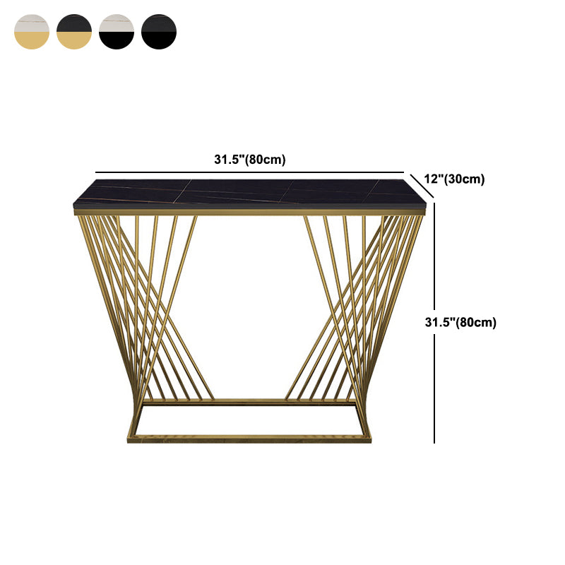 Modern Stone Console Sofa Table Rectangle Iron End Table for Hall