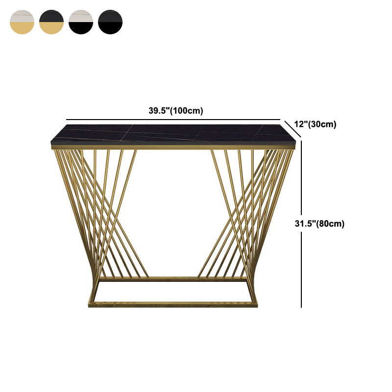 Modern Stone Console Sofa Table Rectangle Iron End Table for Hall