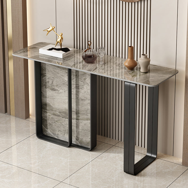 11 Inch Wide Glam Accent Table Stone Rectangle Console Accent Table