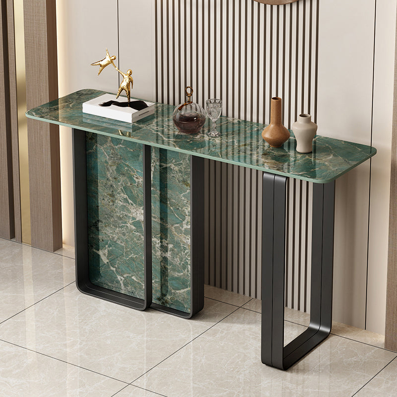 11 Inch Wide Glam Accent Table Stone Rectangle Console Accent Table