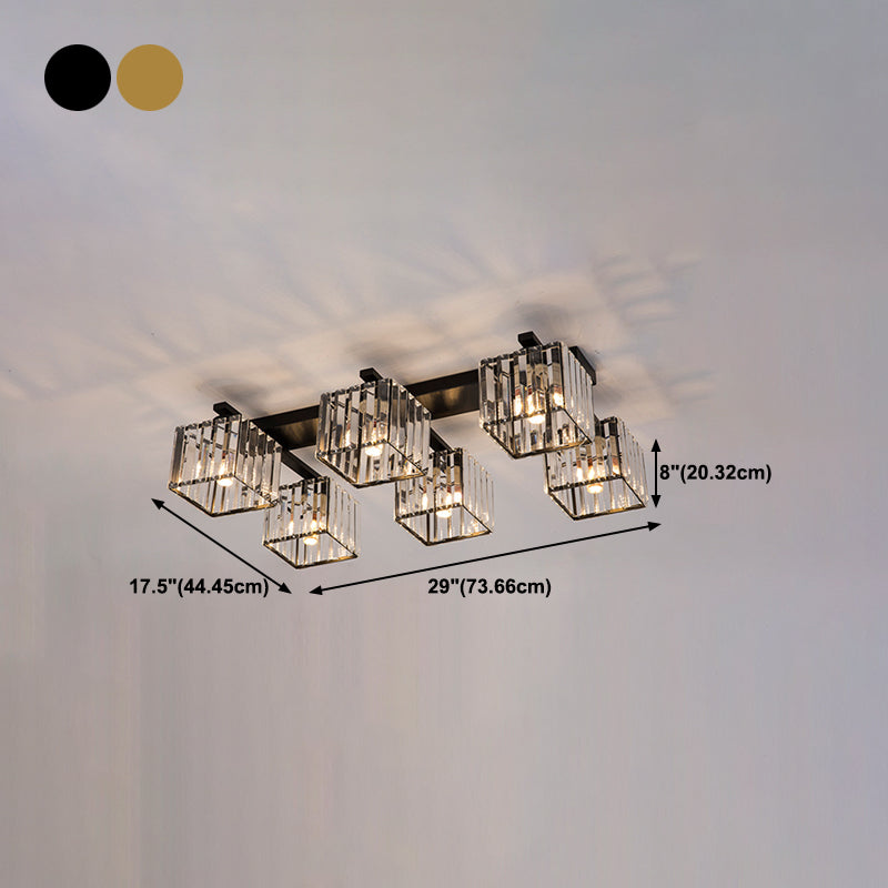 Simple Geometric Ceiling Lamp Nordic Crystal Flush Mount Light Fixture for Bedroom