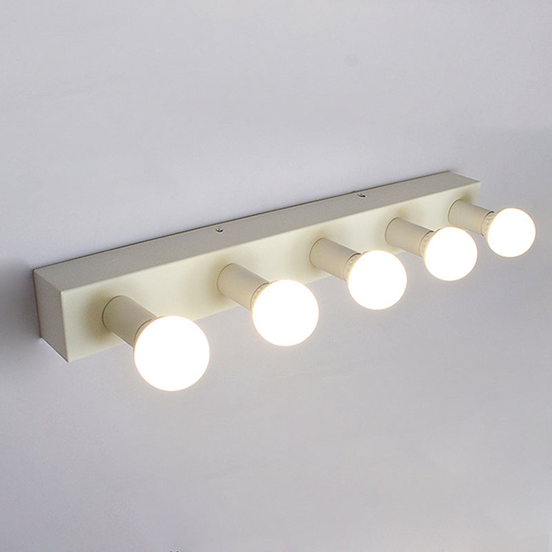 Black / White Metal 4 / 5 / 6 - Light Bathroom Fixture , Simple Rectangle Bath Lighting