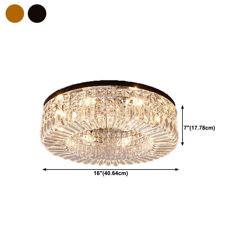 Round Ceiling Lamp Nordic Crystal Flush Mount Light Fixture for Bedroom