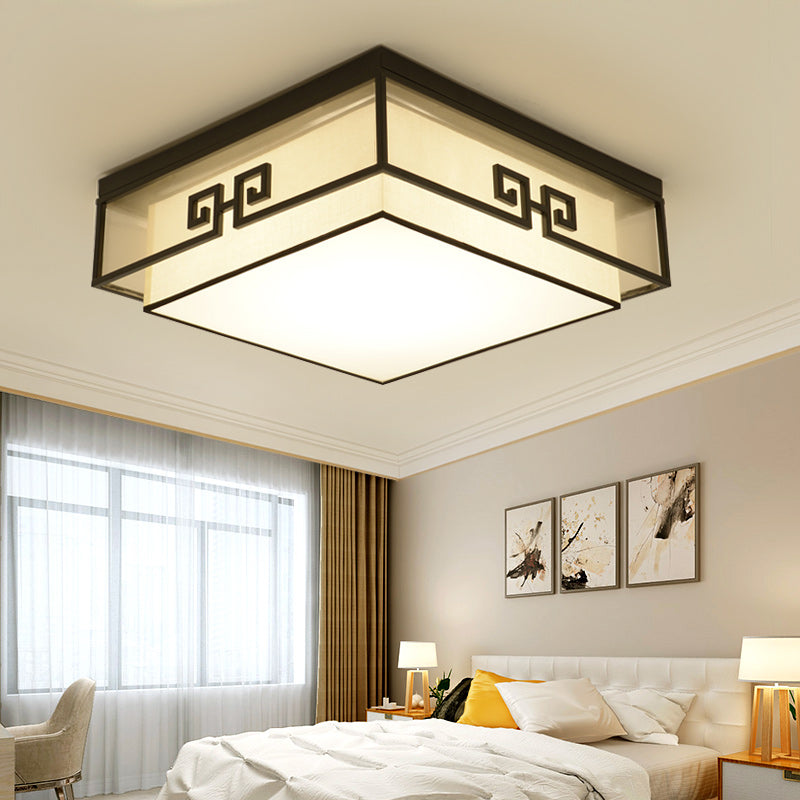 Fabric Geometric Shape Flush Mount Light Modern Multi Lights Flush Mount Fixture in Balck