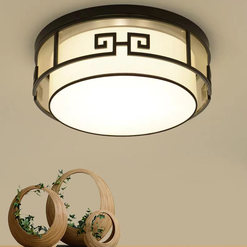 Fabric Geometric Shape Flush Mount Light Modern Multi Lights Flush Mount Fixture in Balck