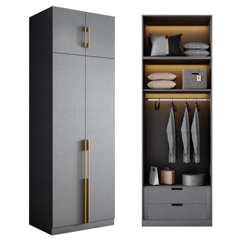 Contemporary Style Wood Wardrobe Soft Close Drawer Wardrobe Closet