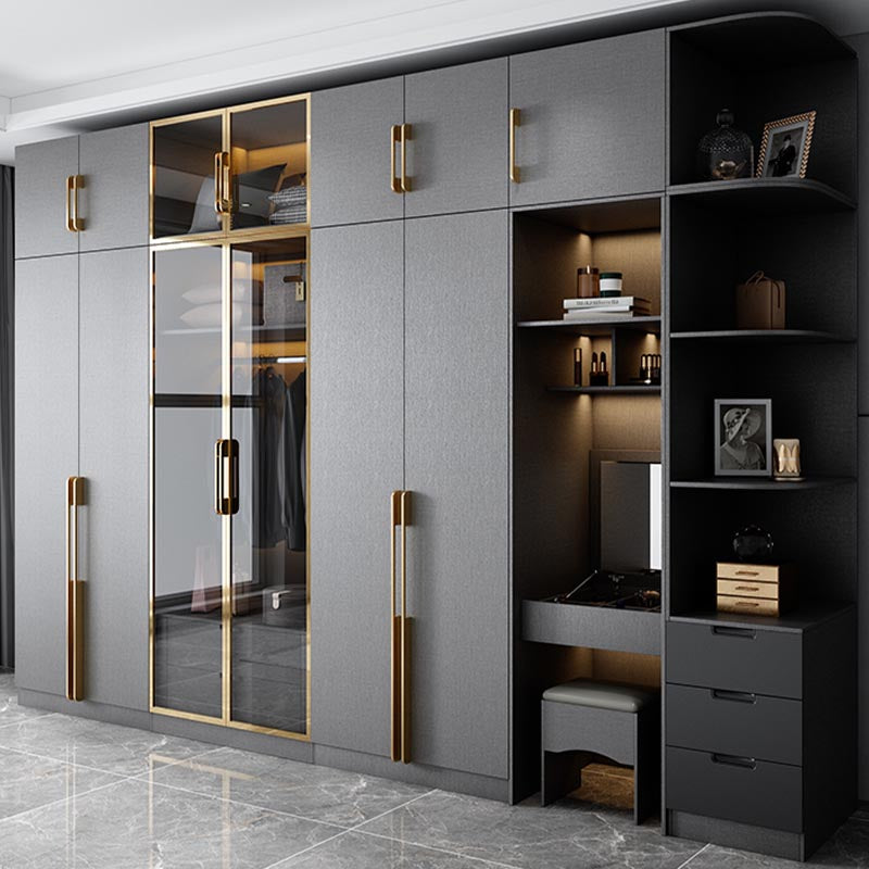 Contemporary Style Wood Wardrobe Soft Close Drawer Wardrobe Closet