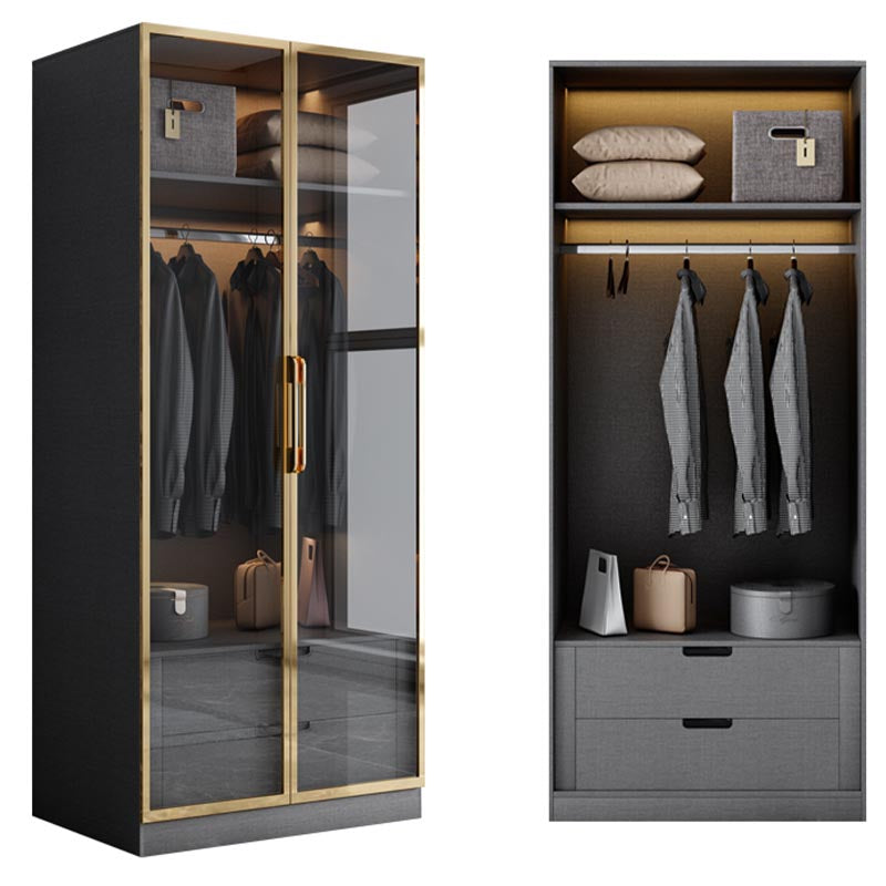 Contemporary Style Wood Wardrobe Soft Close Drawer Wardrobe Closet