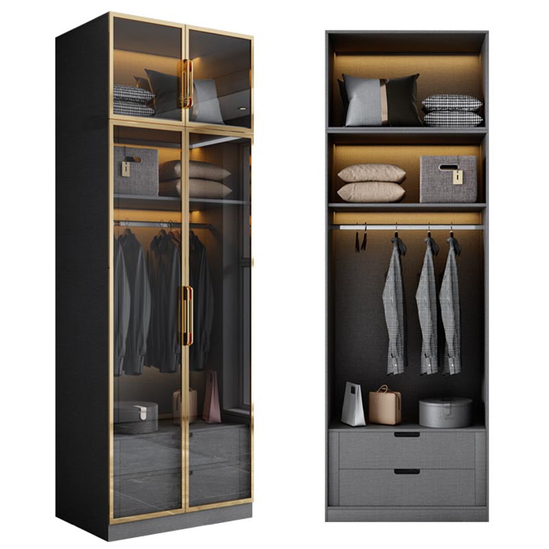 Contemporary Style Wood Wardrobe Soft Close Drawer Wardrobe Closet