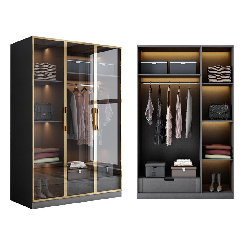 Contemporary Style Wood Wardrobe Soft Close Drawer Wardrobe Closet