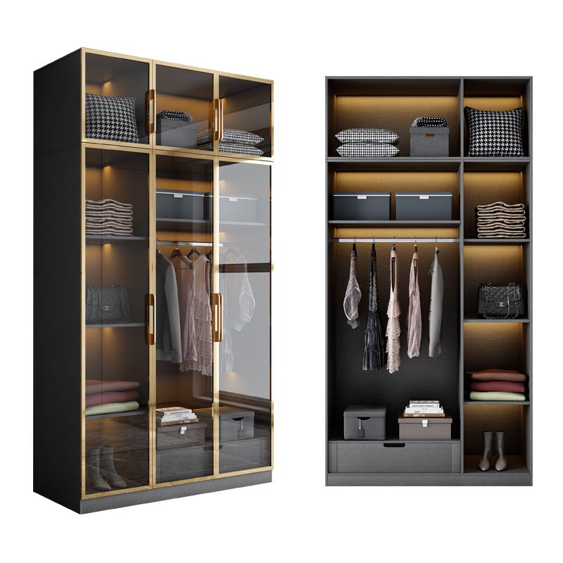 Contemporary Style Wood Wardrobe Soft Close Drawer Wardrobe Closet