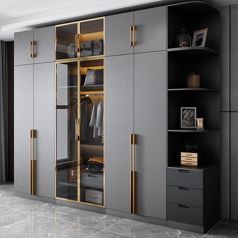 Contemporary Style Wood Wardrobe Soft Close Drawer Wardrobe Closet