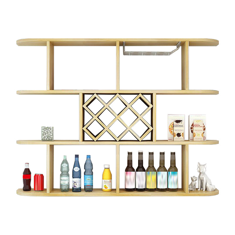 Wood Wall Mounted Modern Wine Rack Wine Stemware Holder for Kitchen