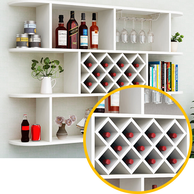 Wood Wall Mounted Modern Wine Rack Wine Stemware Holder for Kitchen