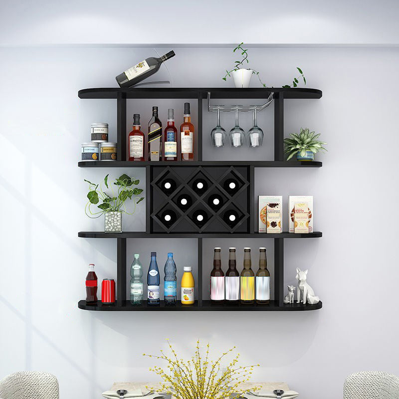 Wood Wall Mounted Modern Wine Rack Wine Stemware Holder for Kitchen