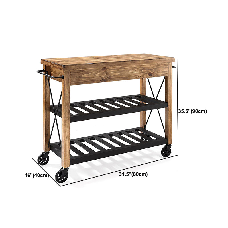 Modern Style Rolling Kitchen Cart Wood Kitchen Island Cart with Towel Rack
