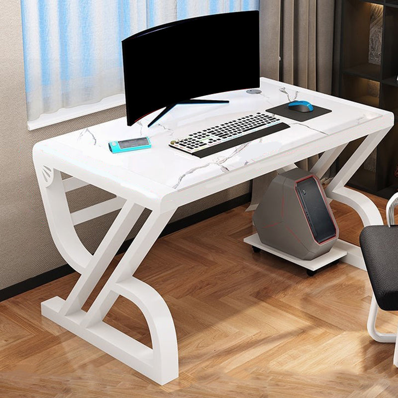 Glass Rectangular Gaming Desk Cable Management Computer Desk