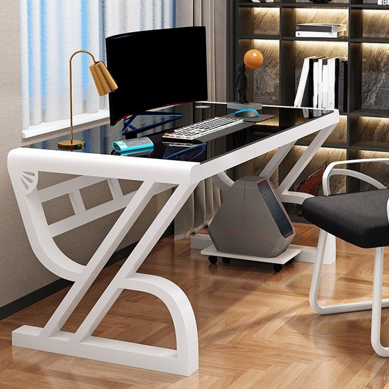 Glass Rectangular Gaming Desk Cable Management Computer Desk