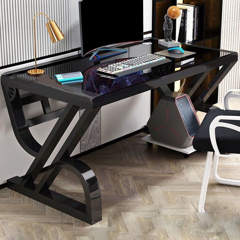 Glass Rectangular Gaming Desk Cable Management Computer Desk