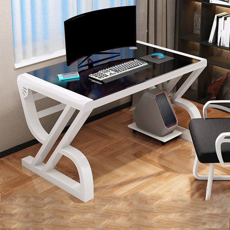 Glass Rectangular Gaming Desk Cable Management Computer Desk