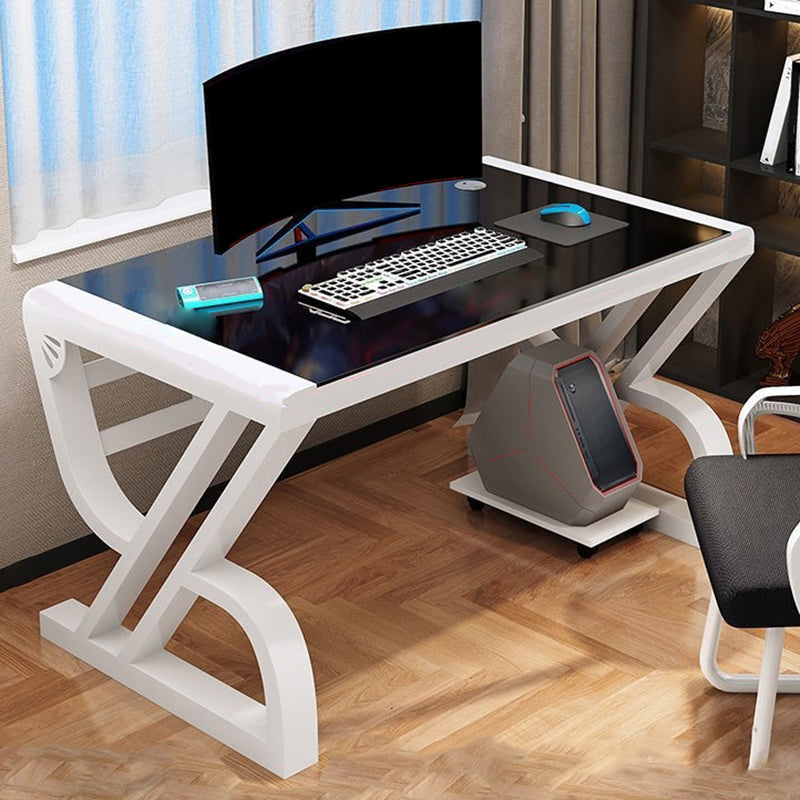 Glass Rectangular Gaming Desk Cable Management Computer Desk