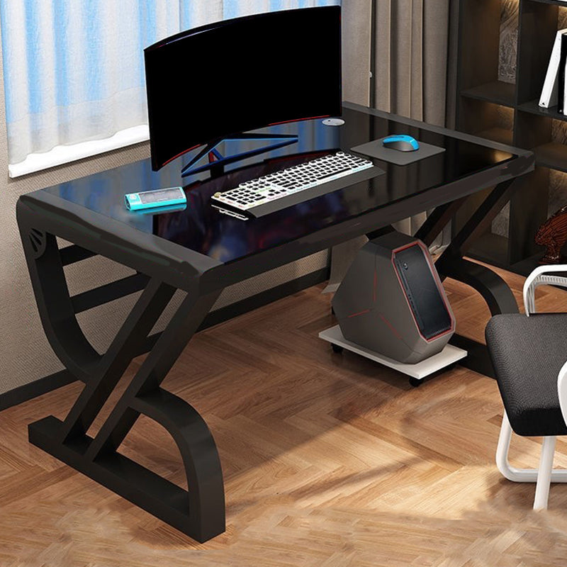 Glass Rectangular Gaming Desk Cable Management Computer Desk