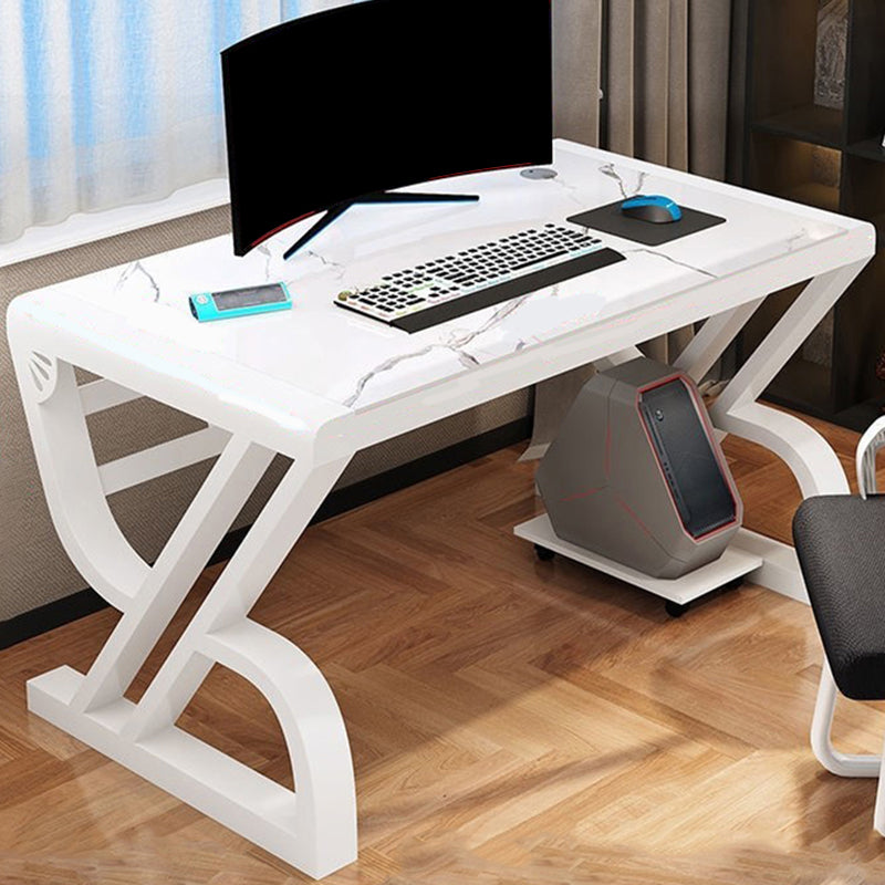 Glass Rectangular Gaming Desk Cable Management Computer Desk