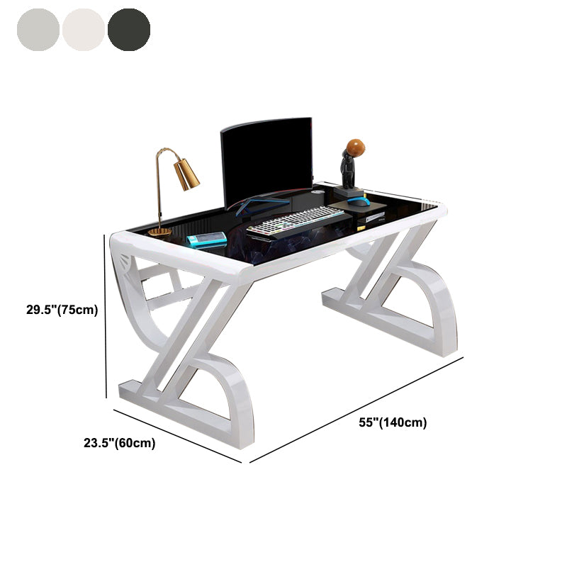 Glass Rectangular Gaming Desk Cable Management Computer Desk