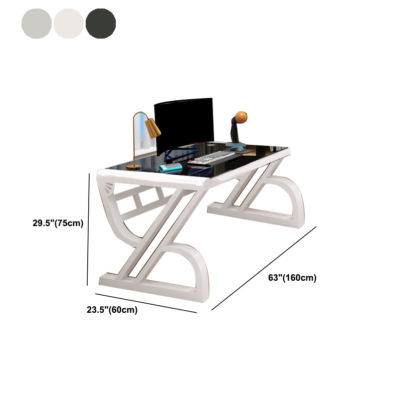 Glass Rectangular Gaming Desk Cable Management Computer Desk