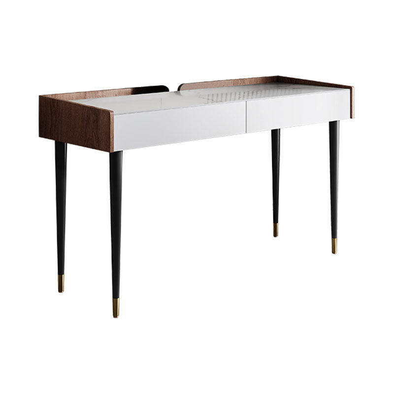 Contemporary Marble Office Desk Parsons With Metal Legs Writing Desk