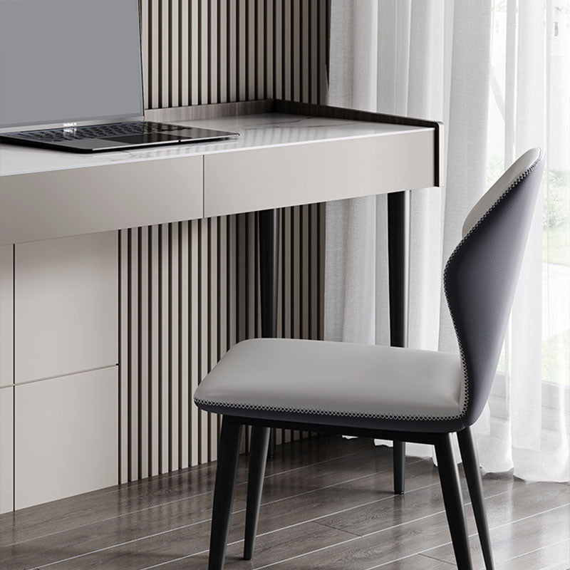 Contemporary Marble Office Desk Parsons With Metal Legs Writing Desk