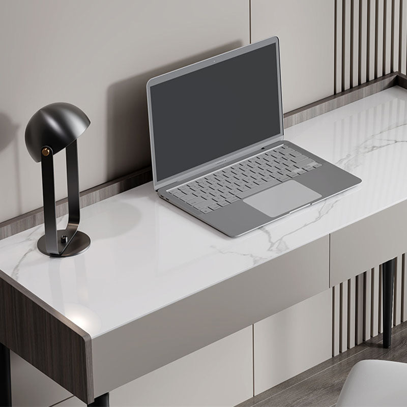 Contemporary Marble Office Desk Parsons With Metal Legs Writing Desk