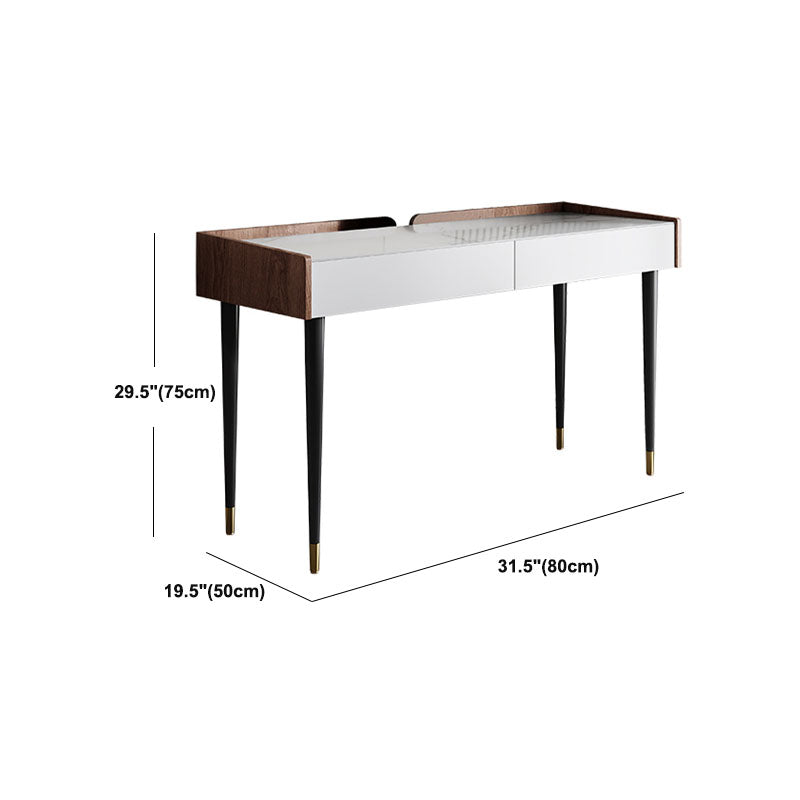 Contemporary Marble Office Desk Parsons With Metal Legs Writing Desk