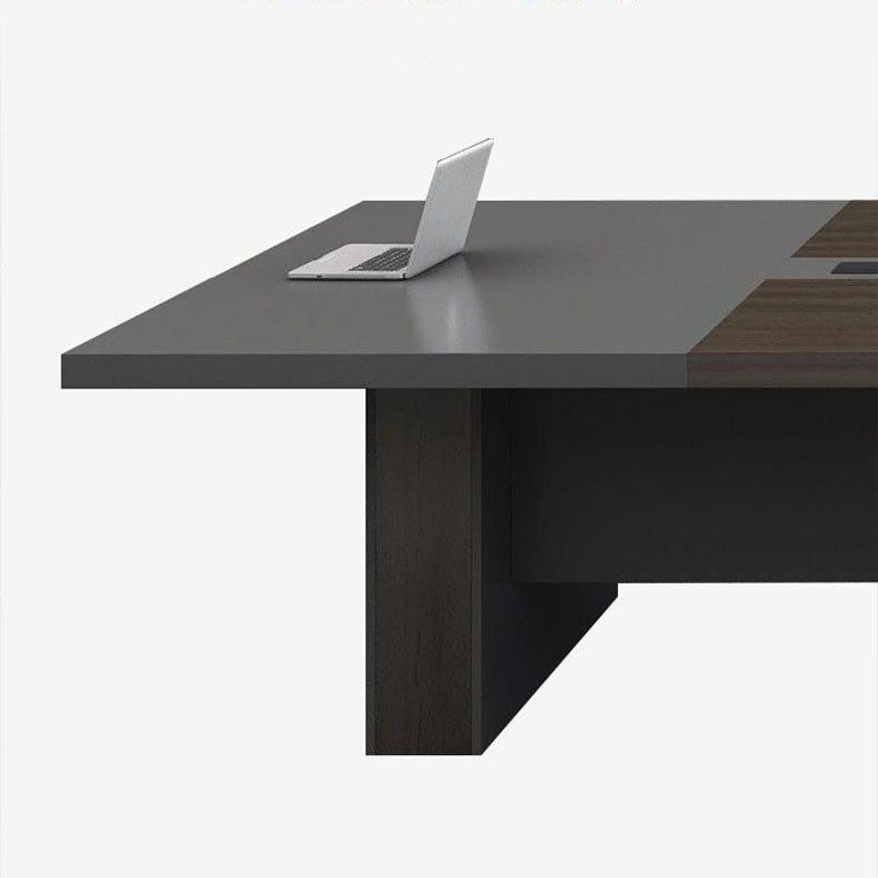 Modern Solid Wood Writing Desk Black Rectangular Office Desk