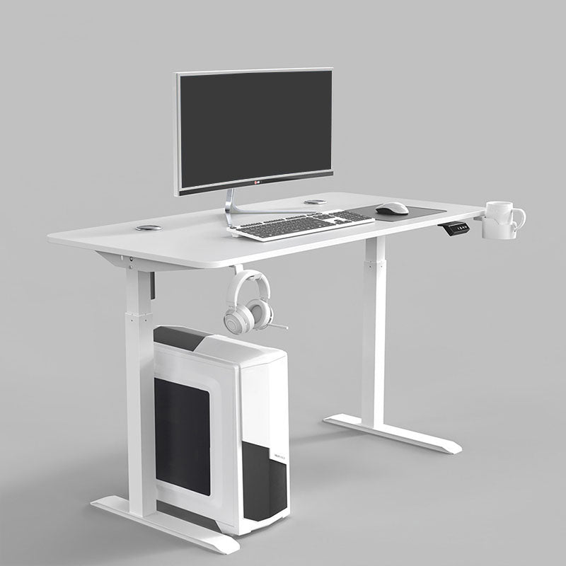 Contemporary Desk for Office Rectangular Gaming Desk in White/Black