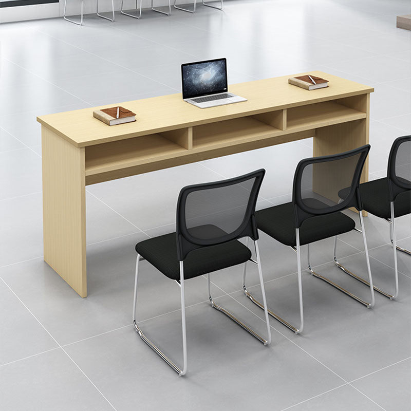 Modern Wooden Writing Desk Rectangular Desk with Shelf for Office