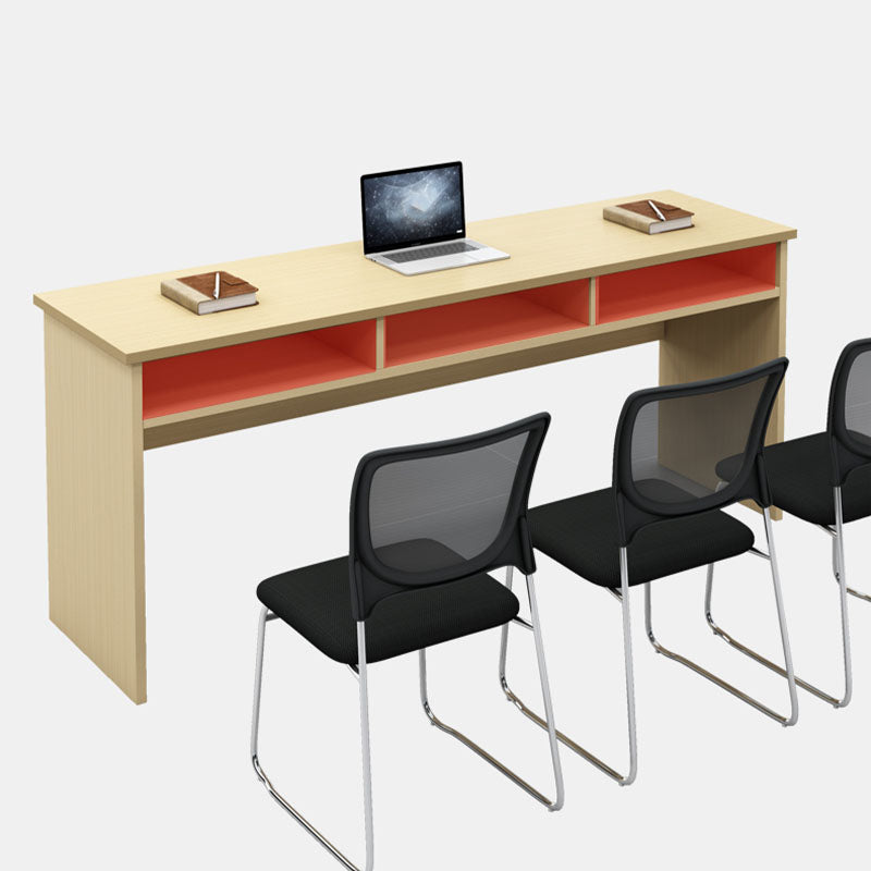 Modern Wooden Writing Desk Rectangular Desk with Shelf for Office