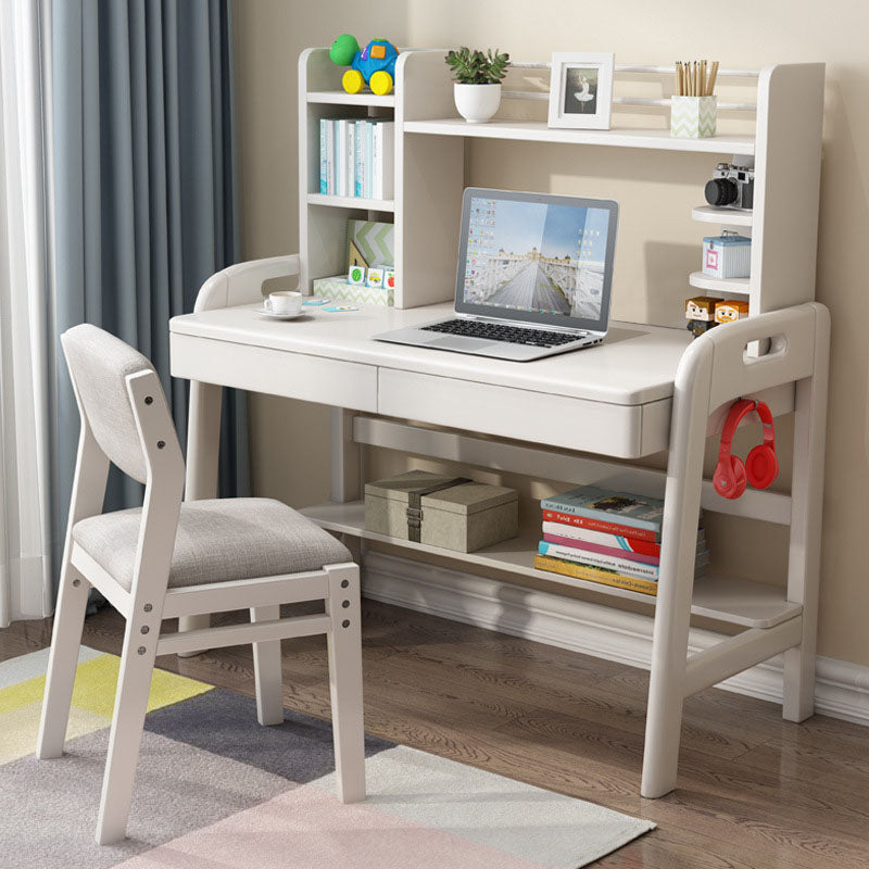 Modern Writing Desk Solid Wood Office Desk with Drawer for Bedroom