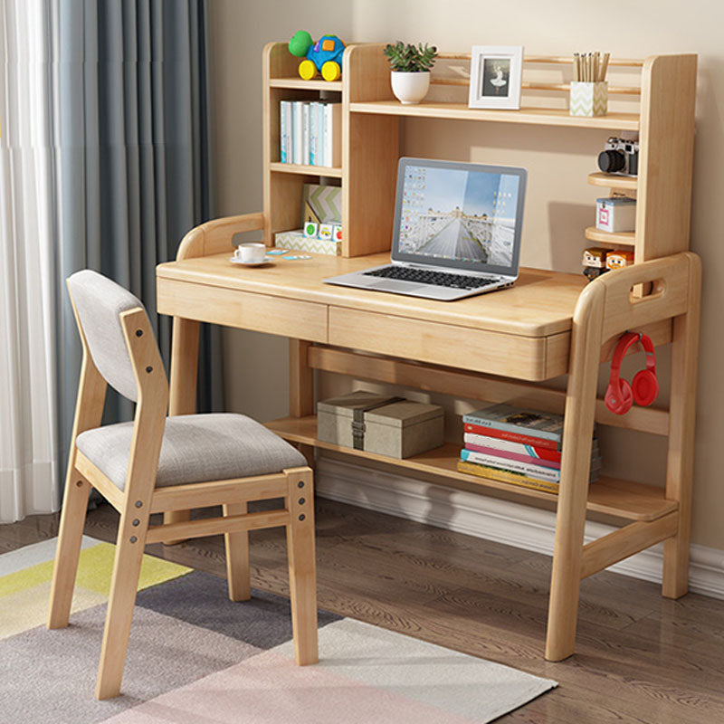 Modern Writing Desk Solid Wood Office Desk with Drawer for Bedroom