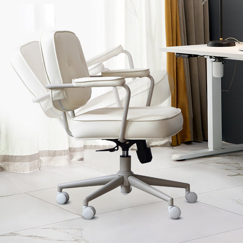 23"W Contemporary Office Chair White Swivel Upholstered Desk Chair