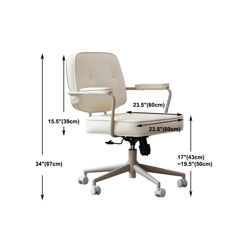 23"W Contemporary Office Chair White Swivel Upholstered Desk Chair