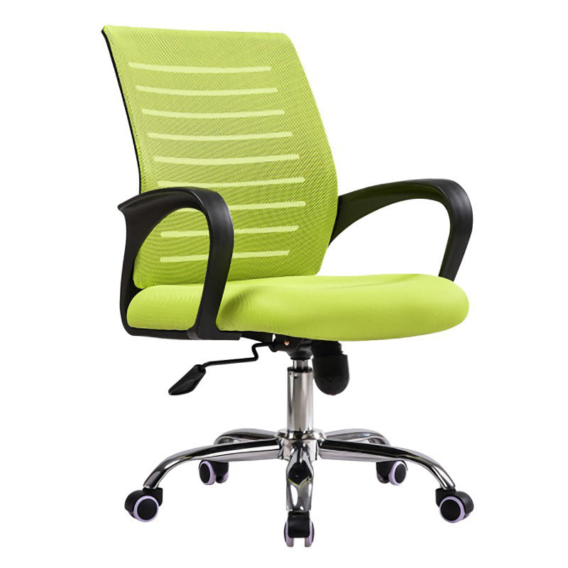 Contemporary Arm Chair Green Fixed Arms Nylon Mid Back Home Office Chair