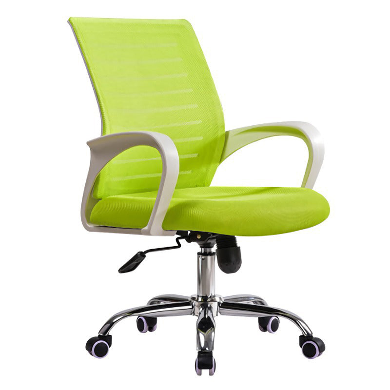 Contemporary Arm Chair Green Fixed Arms Nylon Mid Back Home Office Chair